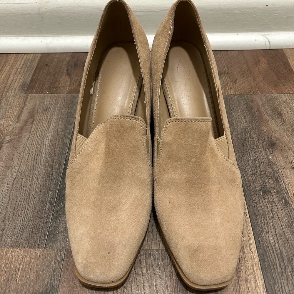 Joie Tan Suede Block Heel Shoes - Picture 3 of 7